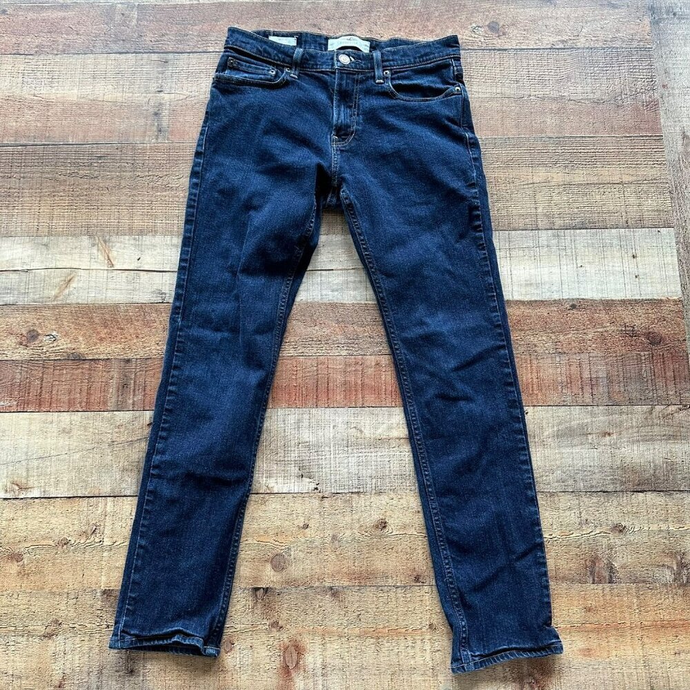 Hollister mens skinny fit denim jeans in dark blue 31x32”